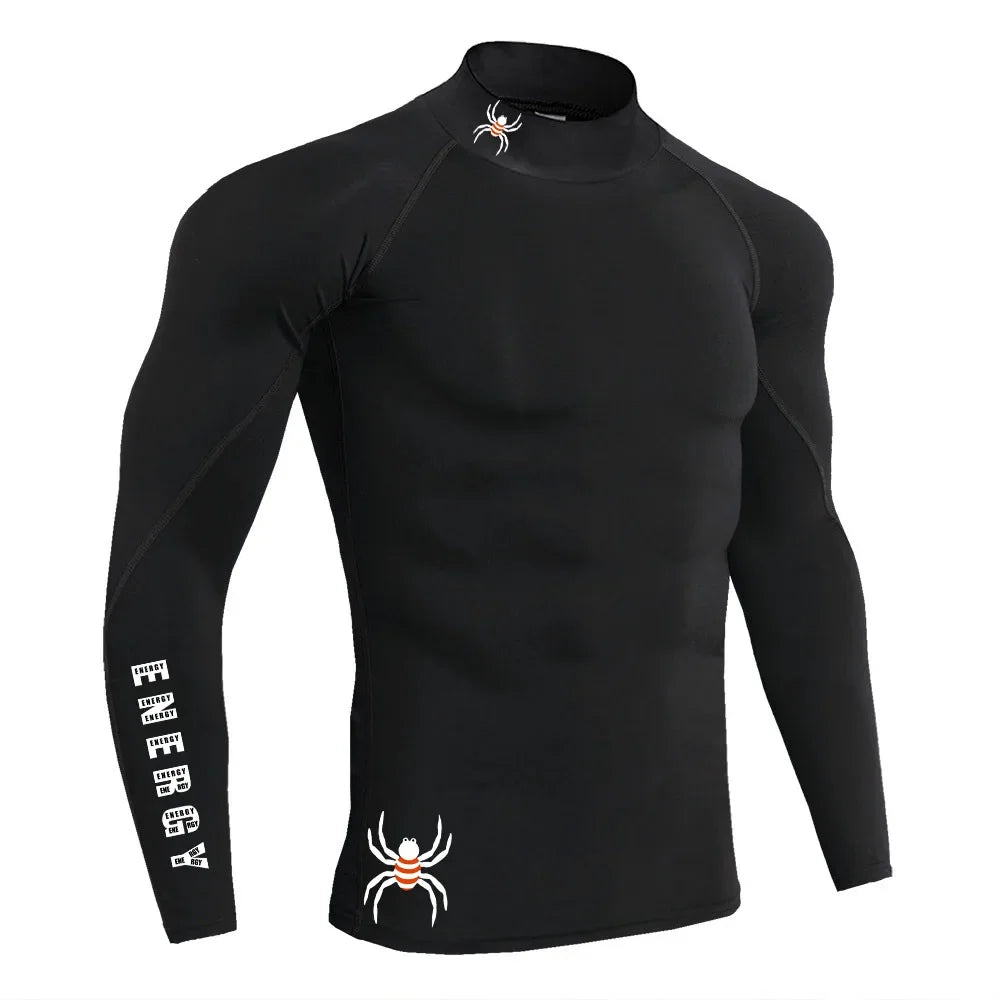 Apex Ritual – メンズ長袖コンプレッションランニングTシャツ – 速乾性ボディビルディングフィットネストップ