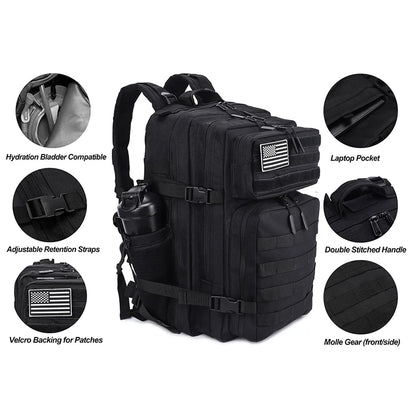 45L Meal Management Backpack for Men Women Tactical Adults Insulated Lunch Athletes Gym Bag Sports Daypacks With Bottle Holder