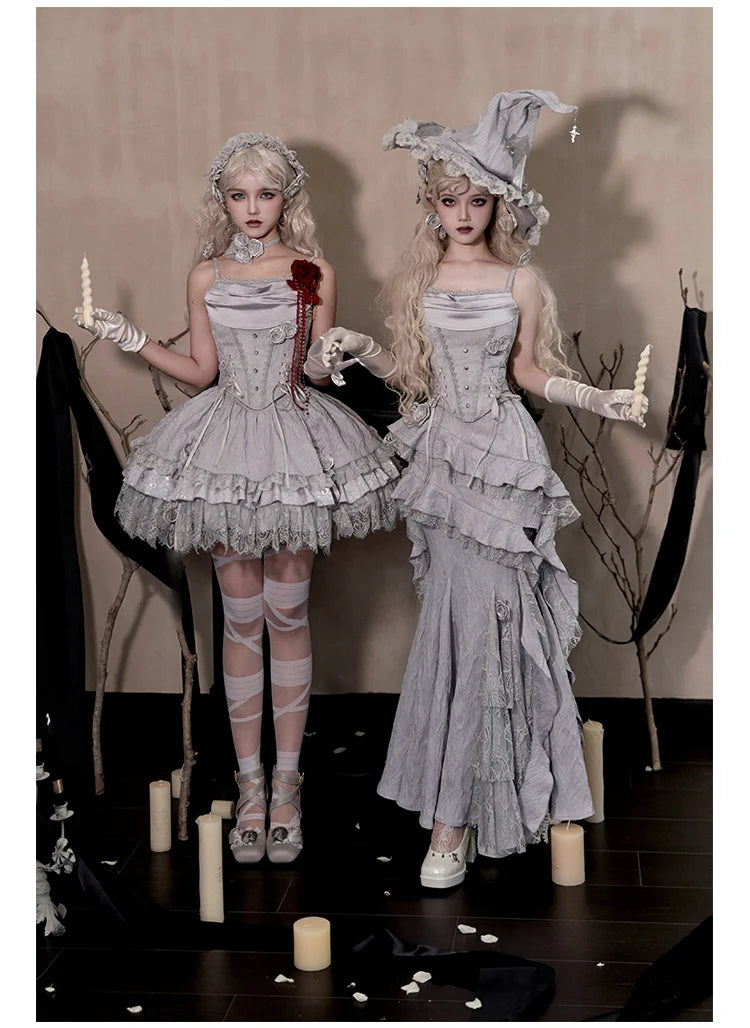 Women's Gothic Camisole Fishtail Skirt Set