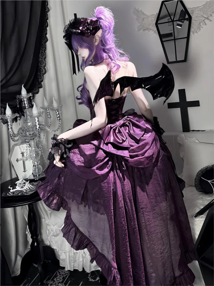 Women's Purple Puffy Party Dress