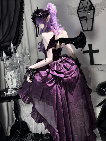 Women's Purple Puffy Party Dress