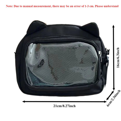 Y2K Japanese Harajuku School Bags for Girls New Transparent Itabag Shoulder Crossbody Bag DIY Badges Display Plate Ita Bag