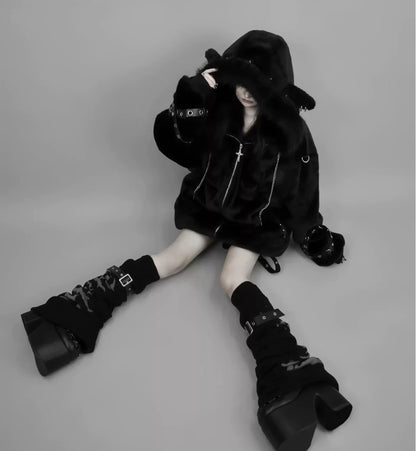Women's Harajuku Plush Ear Fur Coat