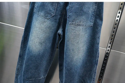 American Retro Washed Distressed Jeans Loose Straight Wide-leg Jeans Luxury Brand Men's Clothing