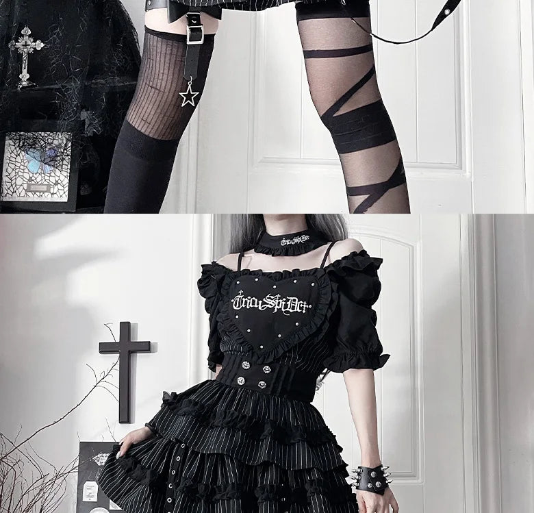 Women's Gothic Puff-Sleeve Sweetheart Dress
