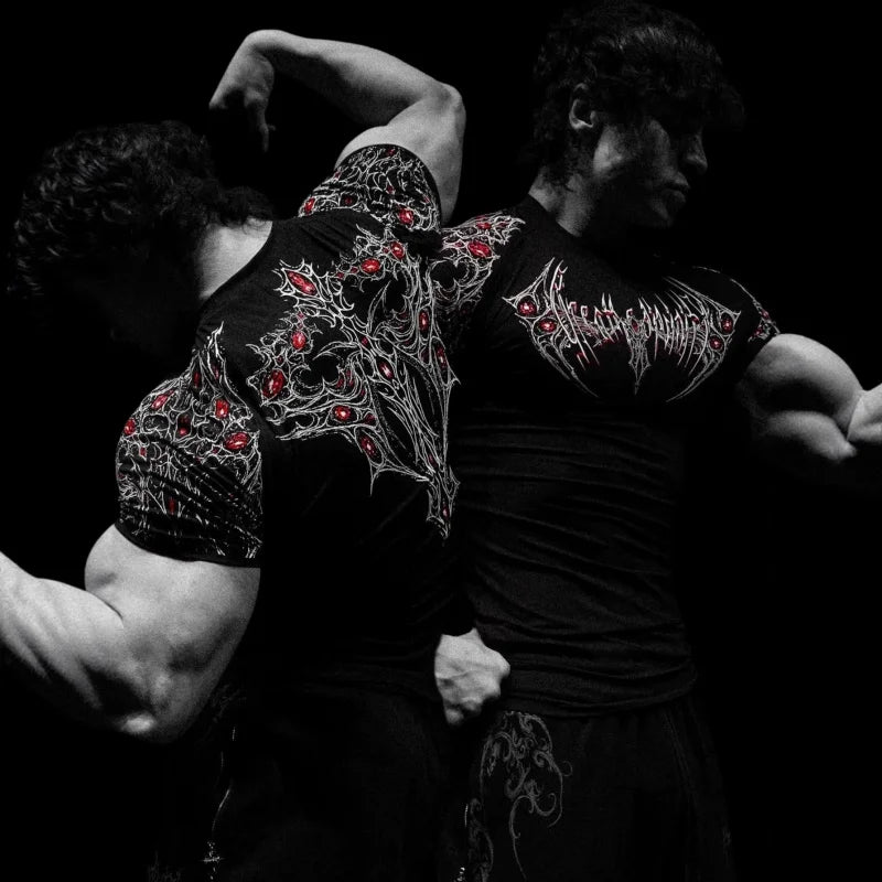 Muscular Men Trendy FitnessTShirt，Adopt American-Style Trendy Brand Sports Quick-Dry Breathable Short SleevesTShirt。