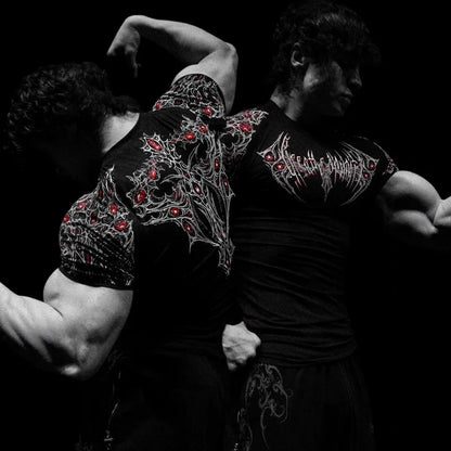 Muscular Men Trendy FitnessTShirt，Adopt American-Style Trendy Brand Sports Quick-Dry Breathable Short SleevesTShirt。