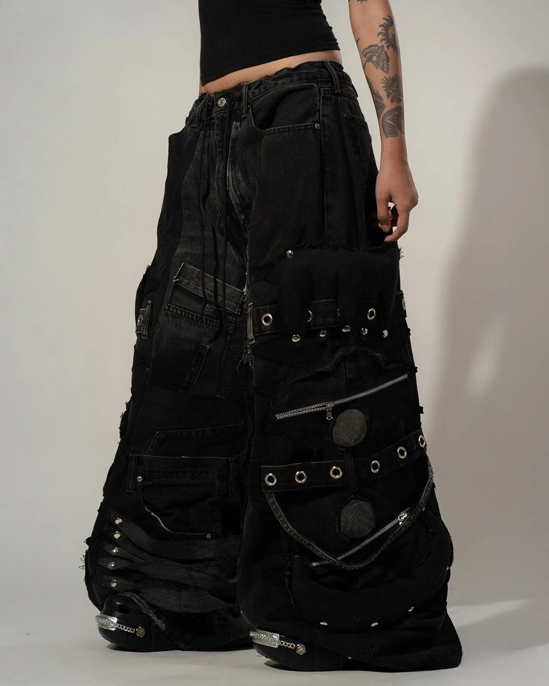Women's Y2K Gothic Rivet Wide-Leg Baggy Jeans