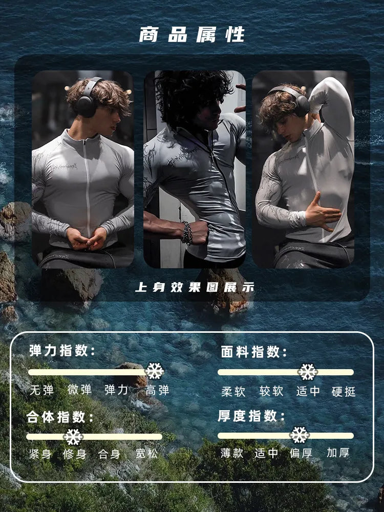 Dark Quick Drying Autumn And Winter Training Long Sleeved Men's Zipper Fitness Clothes, Sports Tight Fitting Clothes