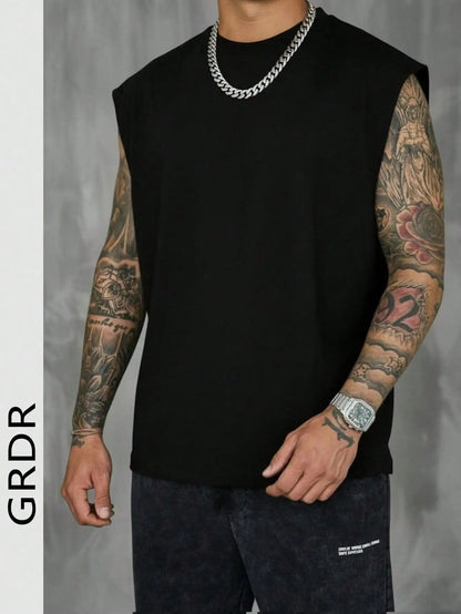 Men's White Sleeveless T-Shirt Tank Top Casual Loose Fit O-Neck Basic Vest Summer Gym Workout Streetwear Tops