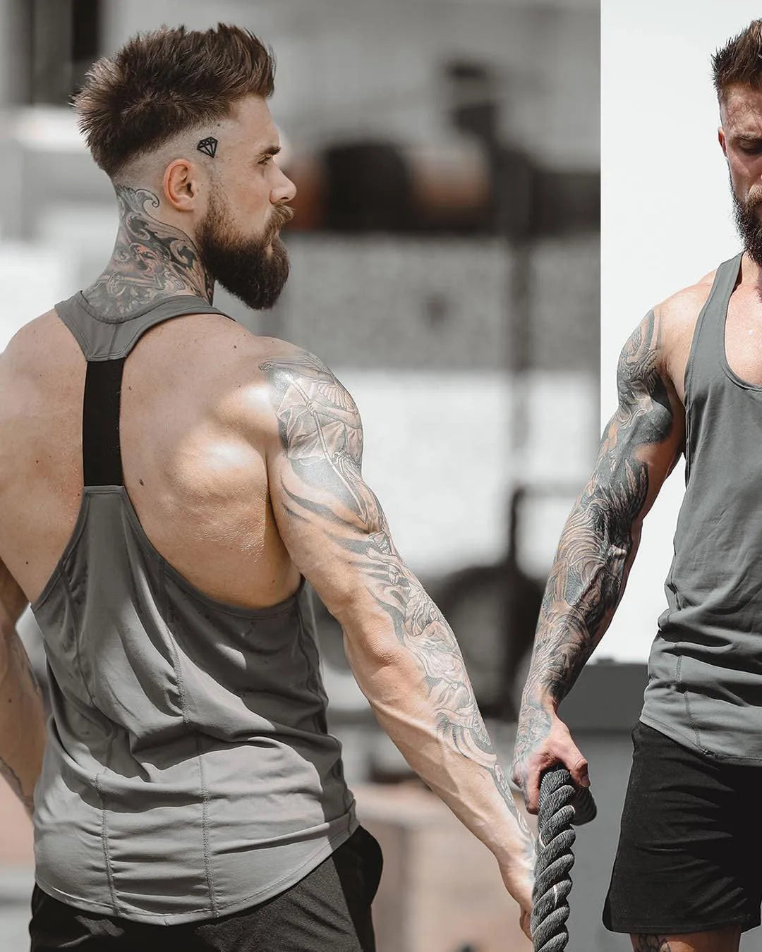 Men’s Gym Stringer Tank Top – Muscle Fit Sleeveless Workout Shirt, Deep Scoop Neck Racerback for Bodybuilding & Training