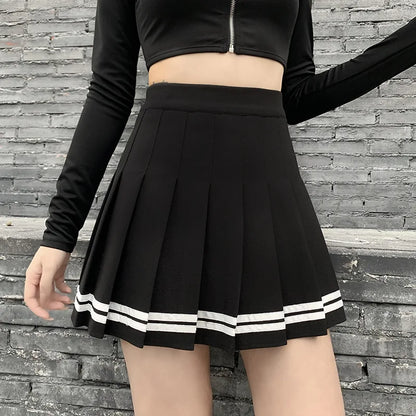 Women's Black Gothic Pleated Mini Skirt