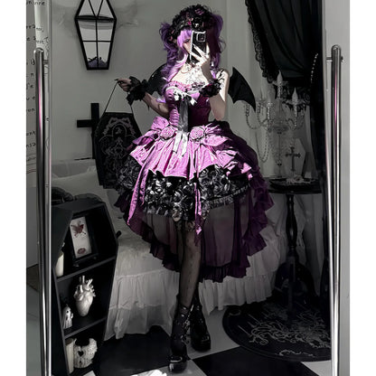 Women's Purple Puffy Party Dress