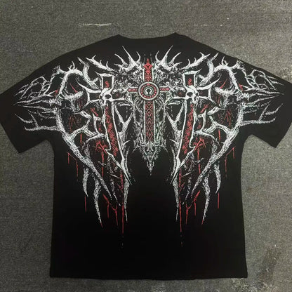BREATHEDIVINITY Goth dark style pure cotton sports fitness men's short-sleeved t-shirt