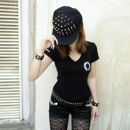 Rock Rivet Baseball Cap Women Men Punk Gothic Hip Hop Metal Stud Peaked Caps Subculture Girls Y2K Rock Metal Rivet Flat Hats