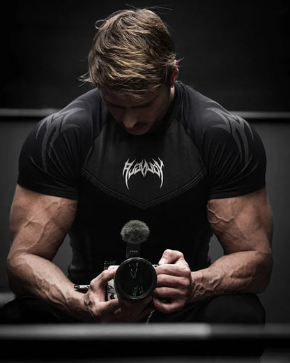 Men's Compression Short Sleeve T-Shirt Tribal Print Workout Tops Breathable Quick Dry Athletic Base Layer for Gym Training Bodyb