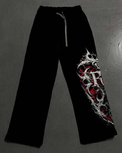 White Skull Gothic Casual Pants Mens American Retro Punk Dark Jogging Pants Harajuku Trend Sweatpants