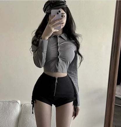 High Waist Straight Leg ort Pants Women's Casual Elastic Slim Fit White A-Line Hot Pants Summer Faion Small Size