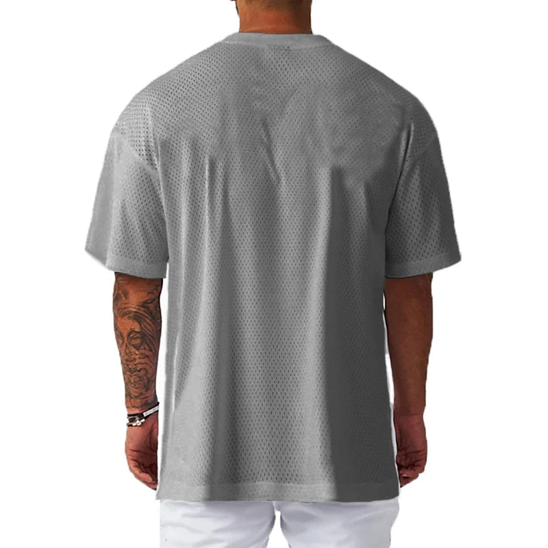 Apex Ritual – メンズオーバーサイズメッシュジムTシャツ – 速乾性トレーニング＆ランニングTシャツ