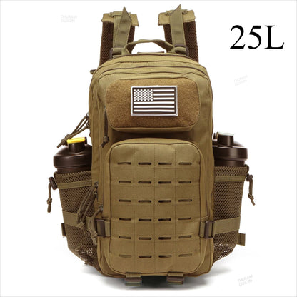 Apex Ritual – タクティカルMOLLEハンティングバックパック 25L/50L – EDC ジム＆アウトドアハイキングリュックサック ボトルホルダー付き