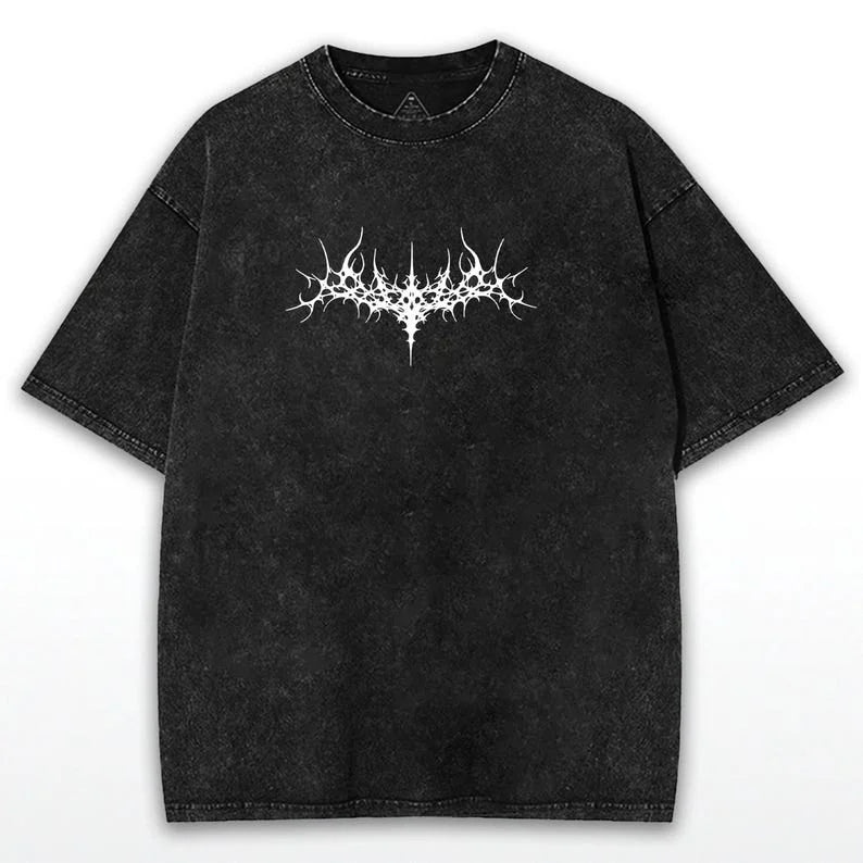 Y2K Gothic Angel Wings T-shirt: wash grunge street wear personality casual street fashion high quality round neck short sleeve