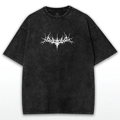 Y2K Gothic Angel Wings T-shirt: wash grunge street wear personality casual street fashion high quality round neck short sleeve