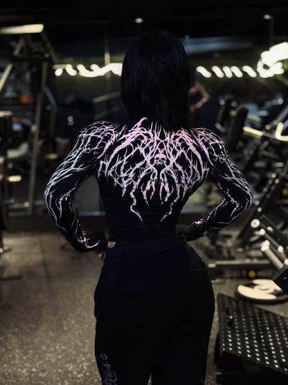 Women's Gothic High-Neck Compression Long-Sleeve Top