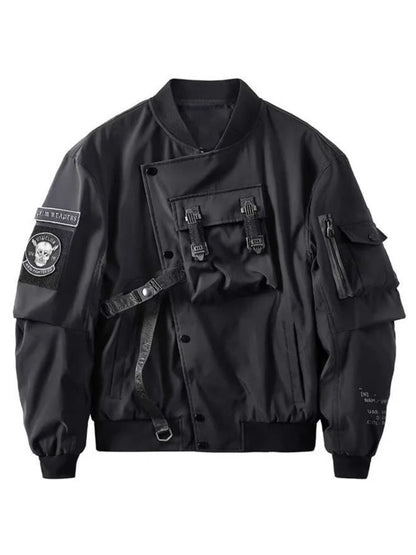 God of Death Bomber Jacket Chest Pocket Techwear Men Punk Hip Hop Tactical - APEX RITUAL men's jackets & coats