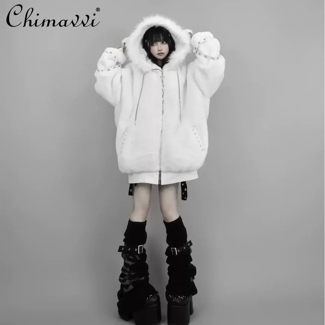 Women's Harajuku Plush Ear Fur Coat