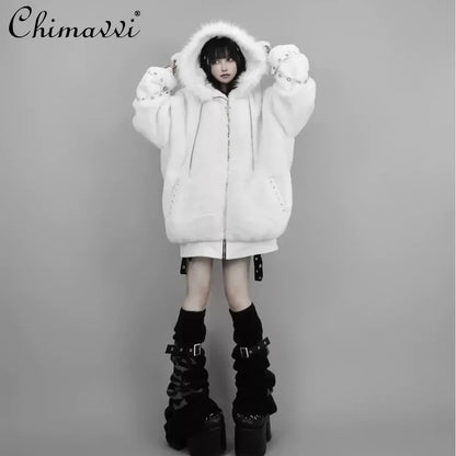 Women's Harajuku Plush Ear Fur Coat