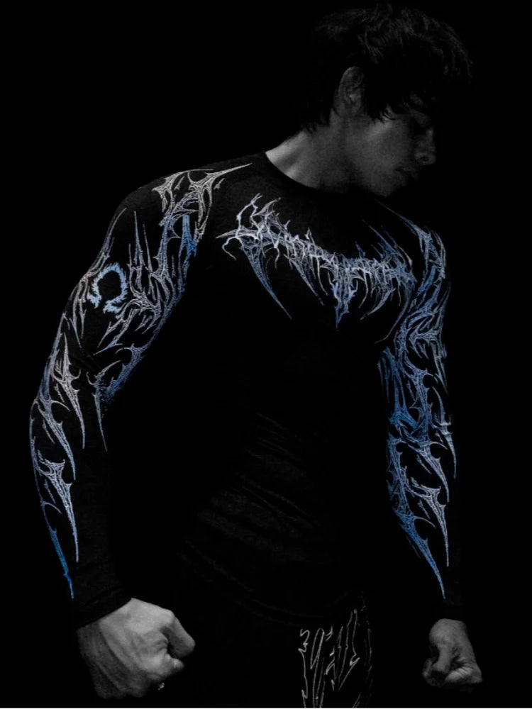 Breathedivinity High-Energy Men's Printed Training Fitness Long-Sleeved Shirt