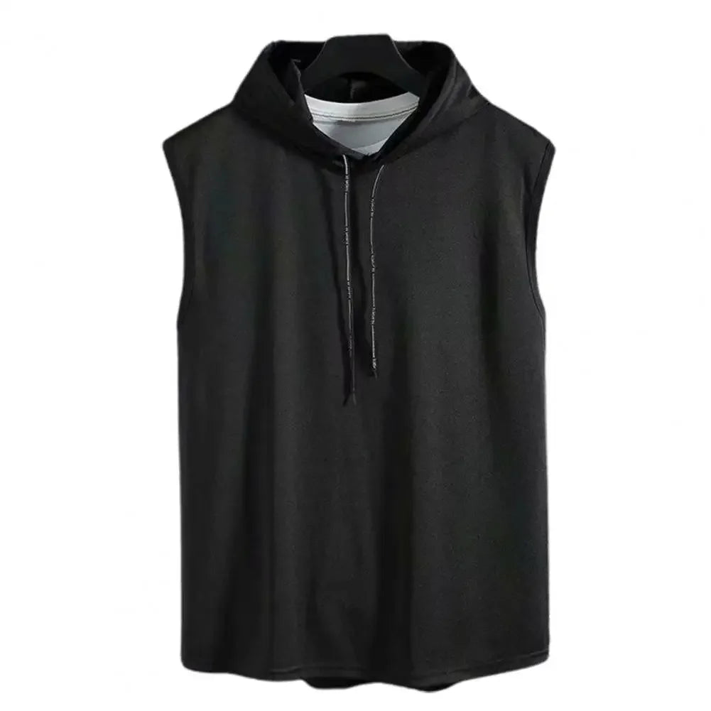 Vest Sleeveless Tees Hooded Woman Men's Tank Tops Male T-Shirt Gym Training Exercise Sport Shirt Korean Style Casual Solid Color