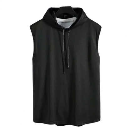 Vest Sleeveless Tees Hooded Woman Men's Tank Tops Male T-Shirt Gym Training Exercise Sport Shirt Korean Style Casual Solid Color
