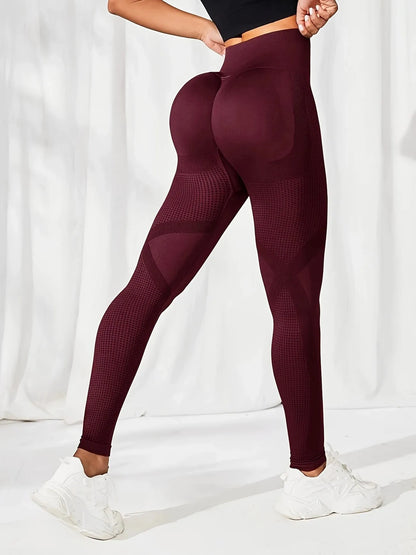 2pcs Yoga Leggings High Waist Elastic Waistband Long Length for Women's Solid Color High-Elasticity Fitness Activewear
