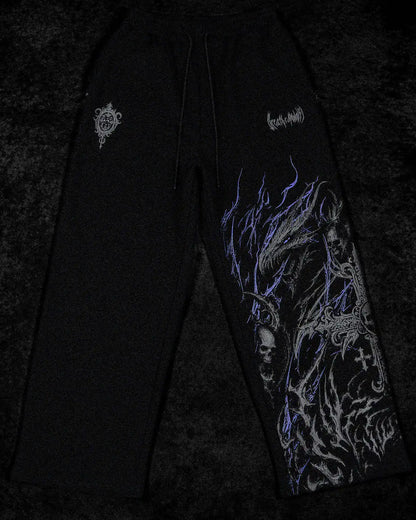 Breathedivinity American-style street workout casual loose-fit printed cotton long pants