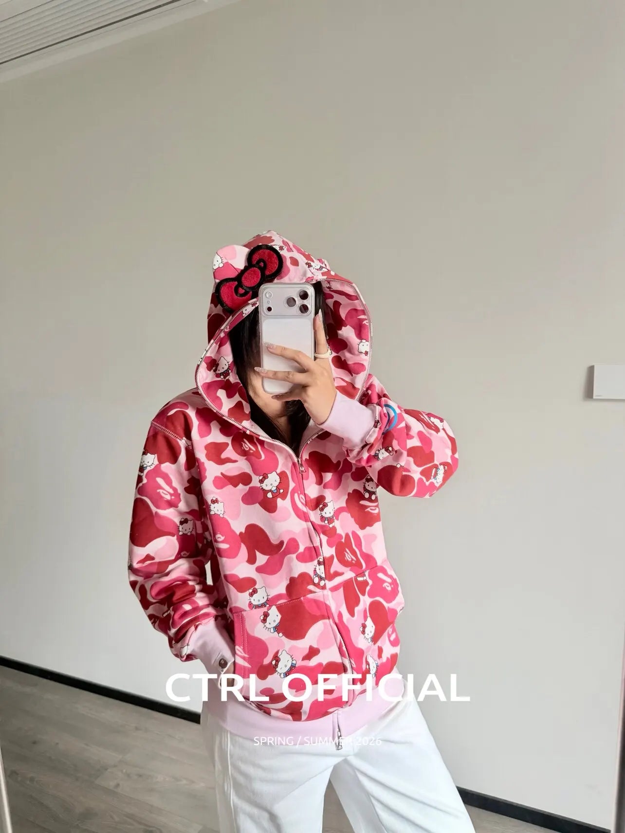 In  Stock  Anime Hello Kittys Hooded Jacket Girl Commuting Coat Jacket Kuromi Anime 3d Ears Hooded Cute Leopard Print Clothes