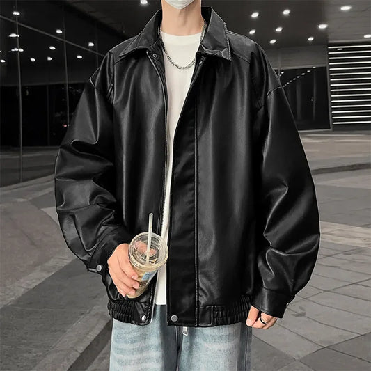 Men's Waterproof Black Leather Jacket