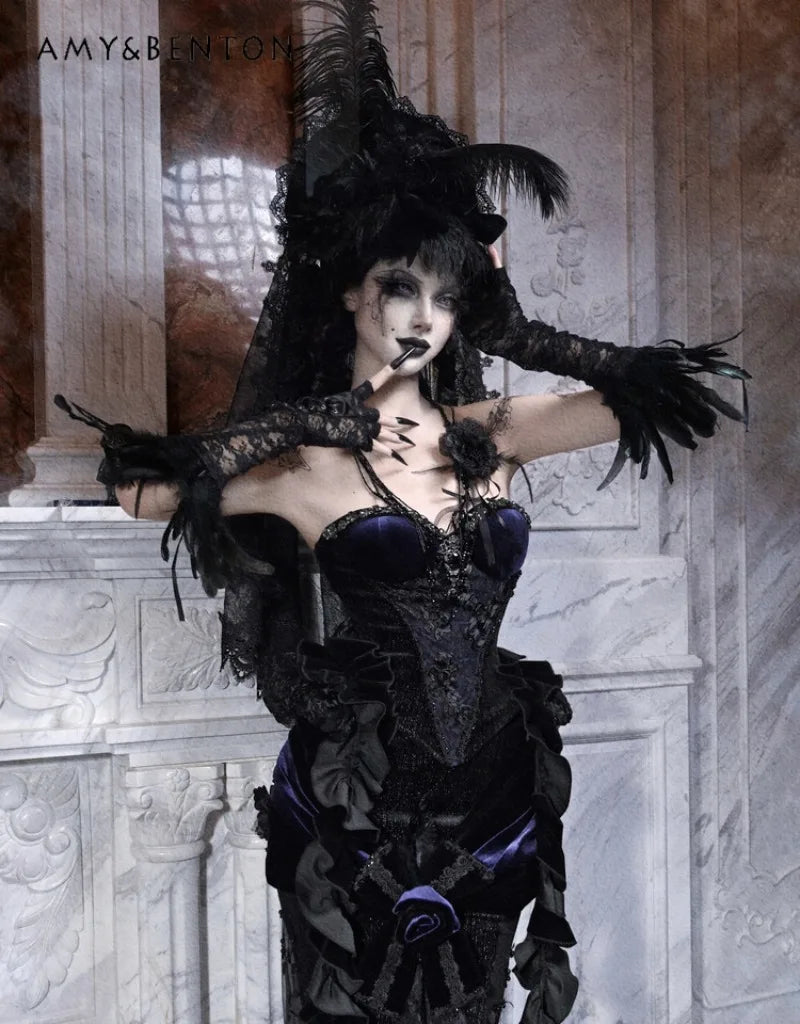 Women's Gothic Velvet Corset Waist Top