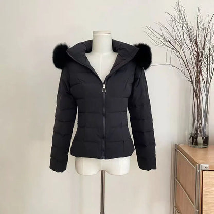 French Casual Long Sleeve Parka Coat Women's Design Hepburn Chic Hooded Zipper Coat Fashion Warm Retro Slim Coat New Style