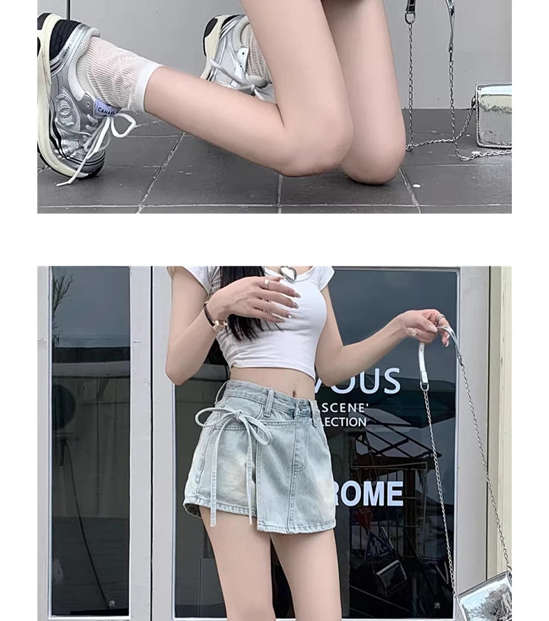High Waist A-Line Denim Shorts Women's Summer New Style Half-length Skirt Sexy Girls Casual Comfortable Korean Version Short ...