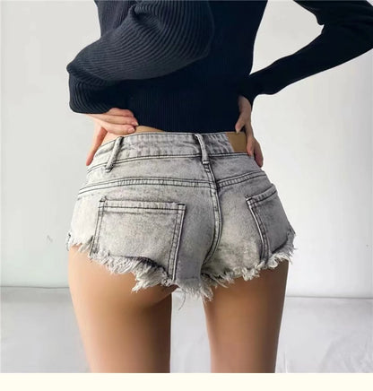 TVVOVVIN American Slim Sexy Versatile Women Spicy Girls Super Low Waist Super Short Tassels Denim Shorts Hot Women PY8E