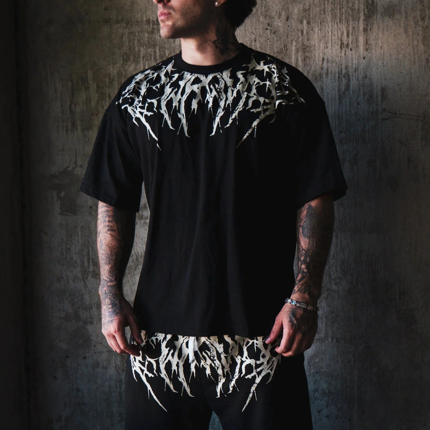 T shirt Men Dark Oversized Cotton Tee Skull Print Workout Gym Top Streetwear Fitness Clothing Alternative Fashion