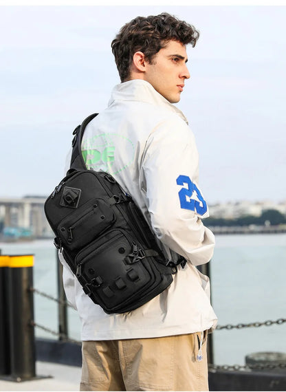 Ozuko Belly Bags Men's Chest Bag Outdoor Tactical One Shoulder Crossbody Bag High Capacity Waterproof Sports Bag For Man