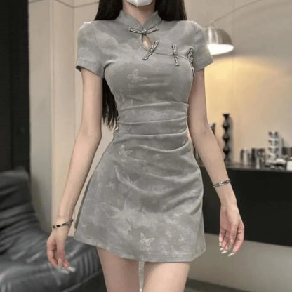 Women's Vintage Cheongsam Mini Dress