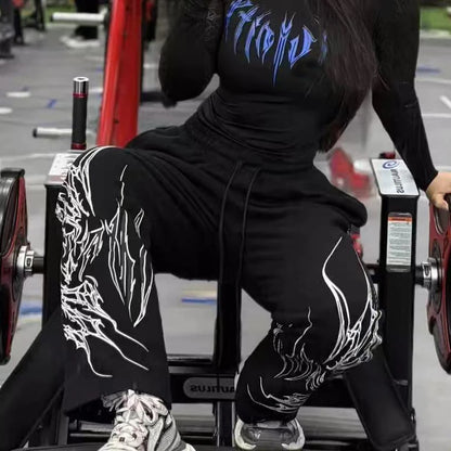 American Retro Hip-hop Personality Jazz Dance Pants Jazz Trendy Cool Dance Practice Super Drawstring Drape Wide-leg Sports Pants