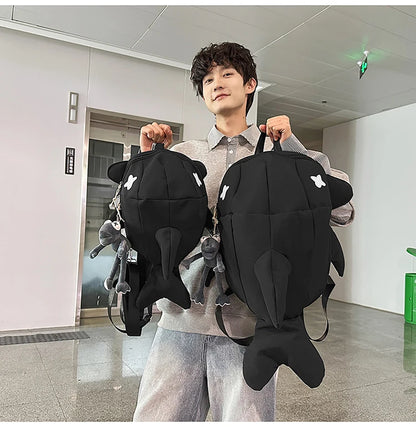 Whale Design Dual Shoulder Backpack Unisex Street Style Cycling Bag Fashionable Student Backpack for Men And Women