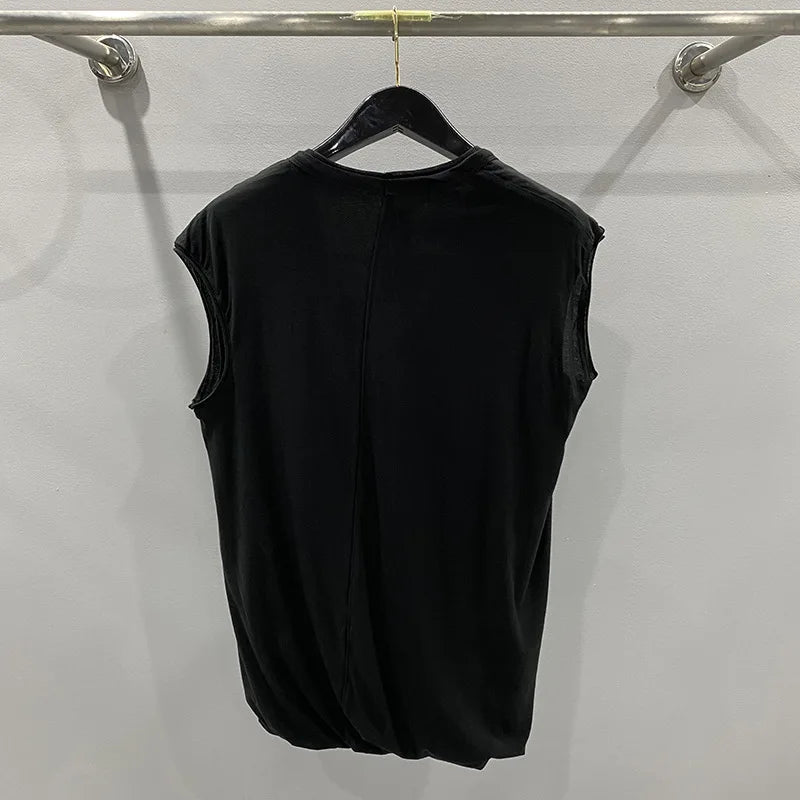 HKSH Summer Spring New Men's Tide Dark Sexy Double Layered V-neck Solid Sleeveless Tees Fashion Knit Tank Tops Chic Vest HK1399