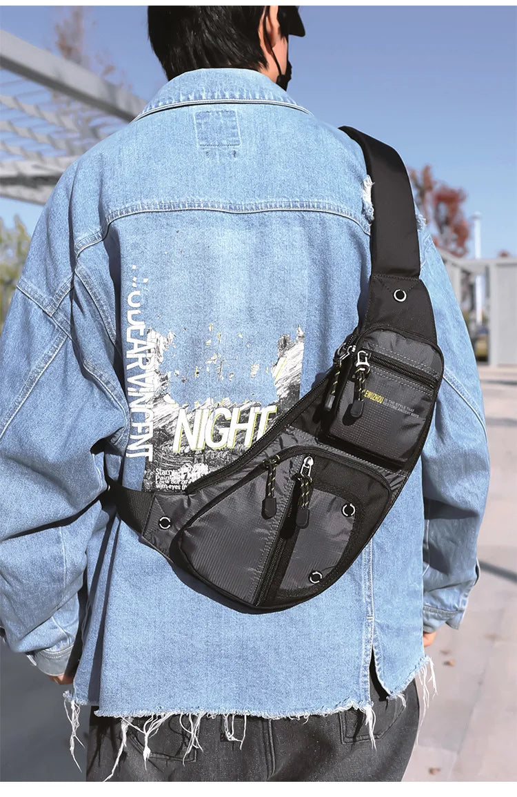 2025 New Men's Oxford Cloth Crossbody Bag Casual Single Shoulder Bag Fashionable Street Style Leisure Chest Bag for Men