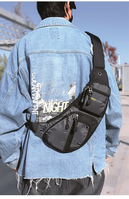2025 New Men's Oxford Cloth Crossbody Bag Casual Single Shoulder Bag Fashionable Street Style Leisure Chest Bag for Men