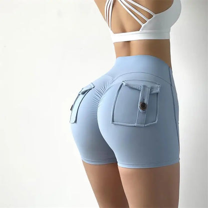 TRY TO BN Women's Sports Shorts with Pockets Butt Lifting High Waist Booty Scrunch Gym Workout Running Biker Yoga Fitness Shorts